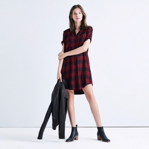 Madewell Dresses & Skirts - Madewell Shirtdress in Burgundy Buffalo Check